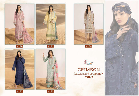 Crimson Vol 2 Luxury Lawn Collection Shree Fabs Cotton Pakistani Salwar Suits Wholesale Price