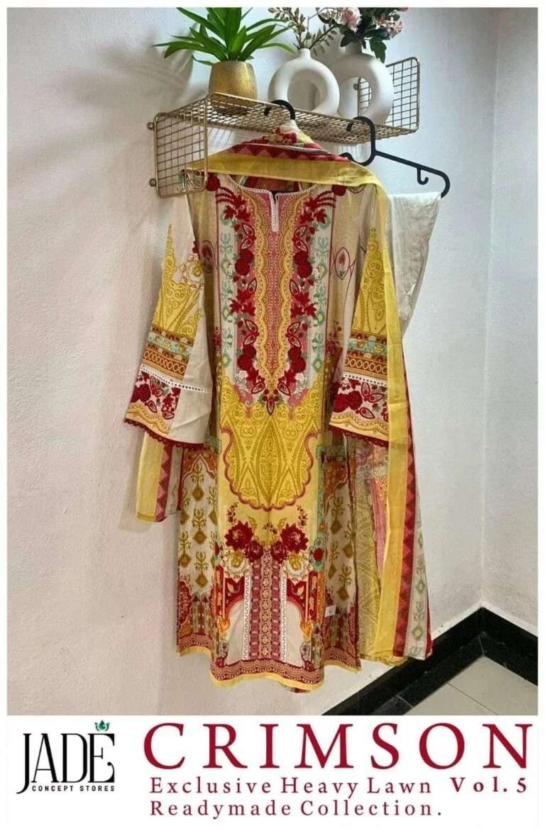 Crimson Vol 5 Exclusive Heavy Lawn Jade Cotton Karachi Readymade Suits Wholesaler