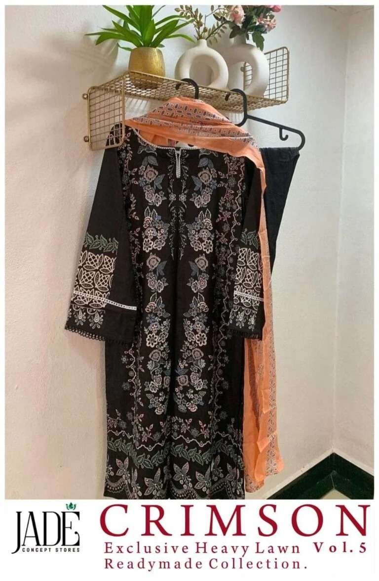 Crimson Vol 5 Exclusive Heavy Lawn Jade Cotton Karachi Readymade Suits Wholesaler