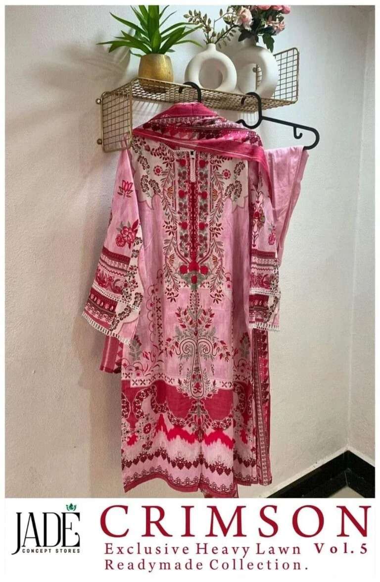 Crimson Vol 5 Exclusive Heavy Lawn Jade Cotton Karachi Readymade Suits Wholesaler