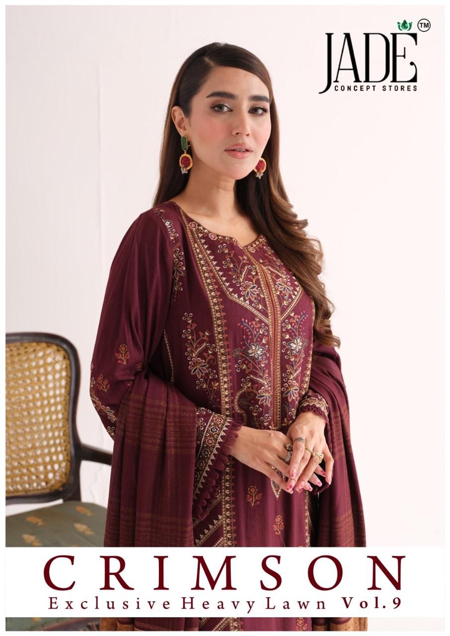 Crimson Vol 9 Exclusive Heavy Lawn Jade Heavy Lawn Karachi Readymade Suits Exporter