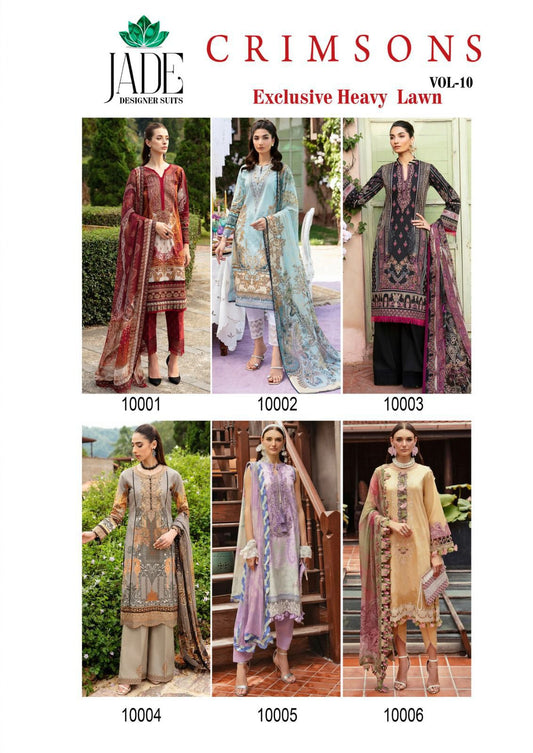 Crimsons Heavy Lawn Vol 10 Jade Karachi Salwar Suits Exporter India