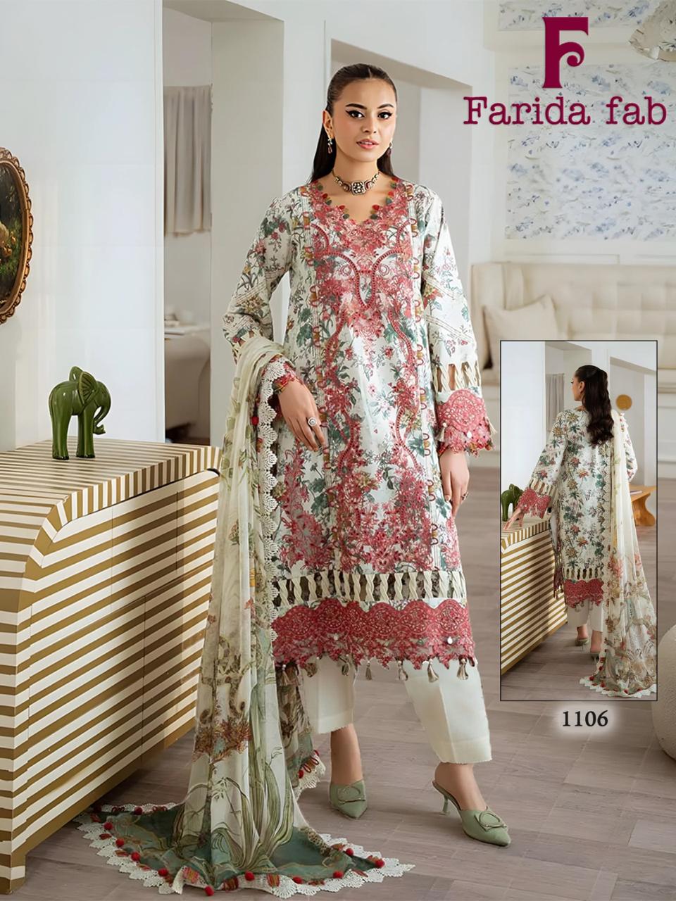 Crimsons Vol 11 Heavy Luxury Lawn Collection Farida Fab Pure Cotton Karachi Salwar Suits Supplier
