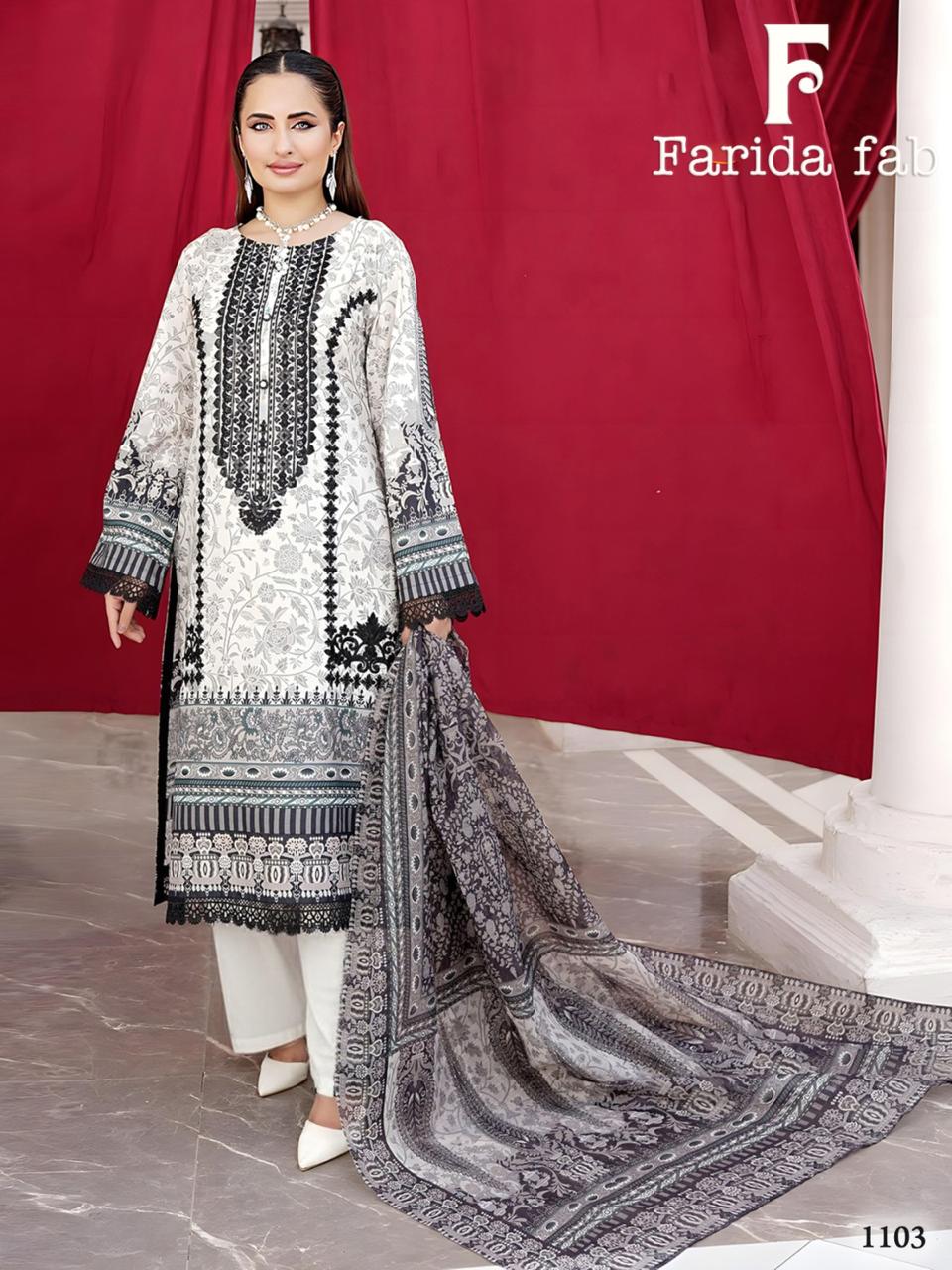 Crimsons Vol 11 Heavy Luxury Lawn Collection Farida Fab Pure Cotton Karachi Salwar Suits Supplier