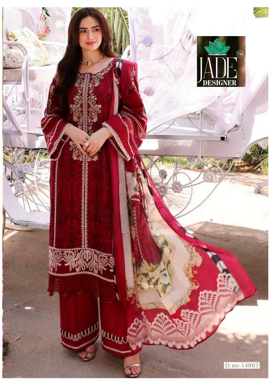 Crimsons Vol 14 Heavy Lawn Jade Designer Cotton Karachi Salwar Suits Manufacturer Gujarat