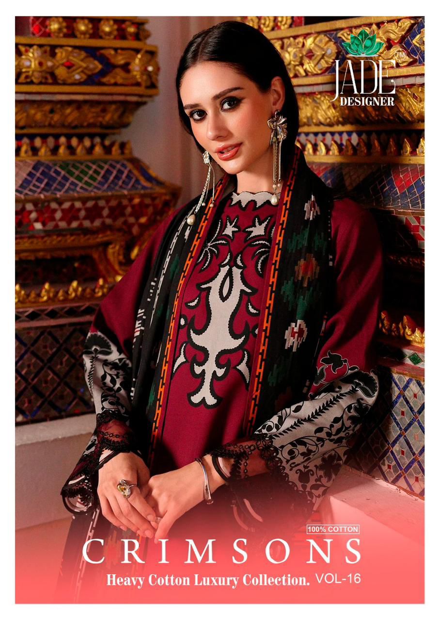 Crimsons Vol 16 Heavy Cotton Luxury Collection Jade Designer Karachi Salwar Suits Supplier India