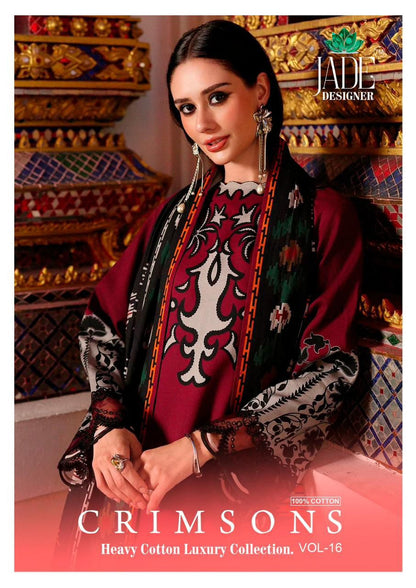 Crimsons Vol 16 Heavy Cotton Luxury Collection Jade Designer Karachi Salwar Suits Supplier India