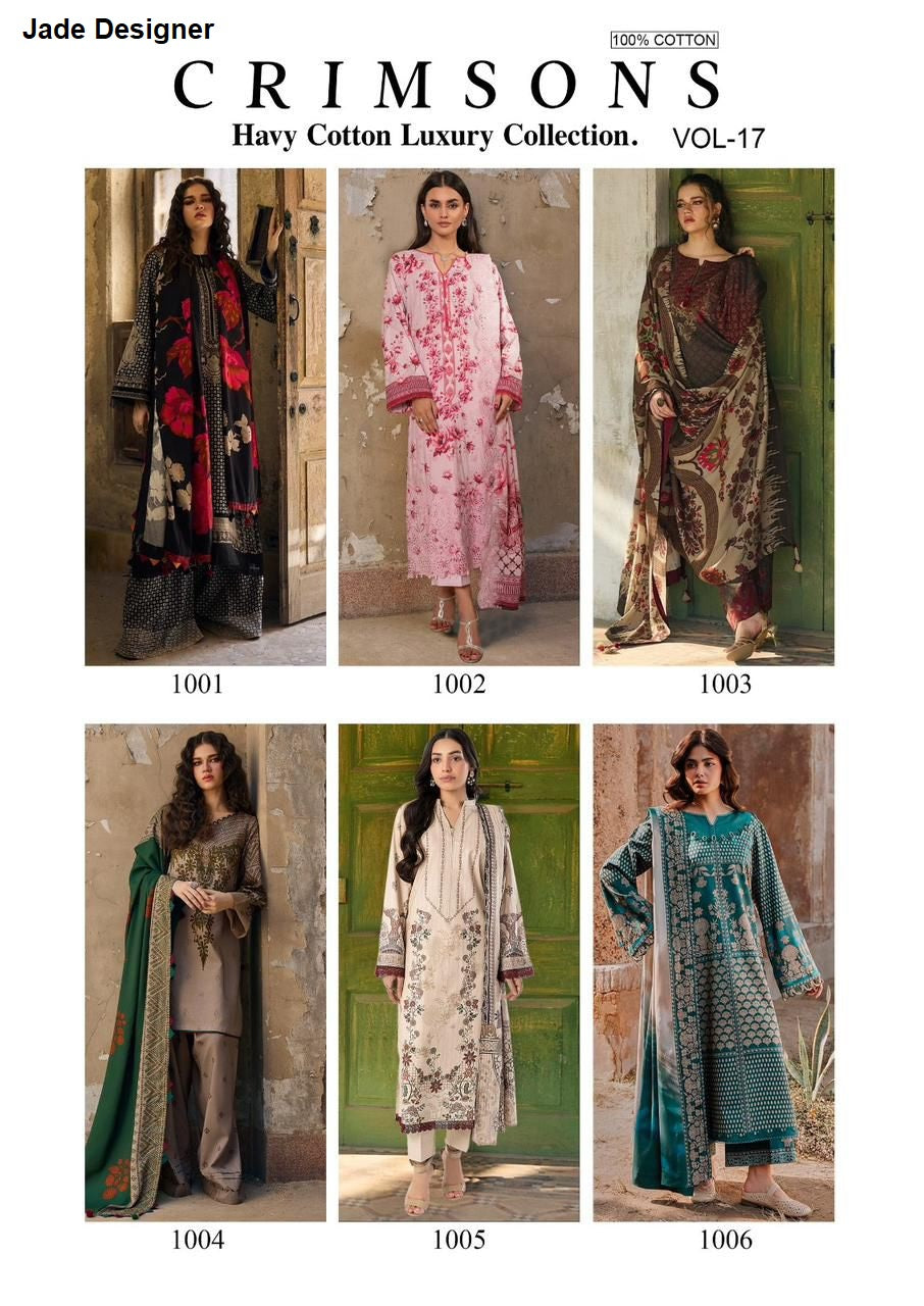 Crimsons Vol 17 Jade Designer Cambric Cotton Karachi Salwar Suits Exporter Gujarat