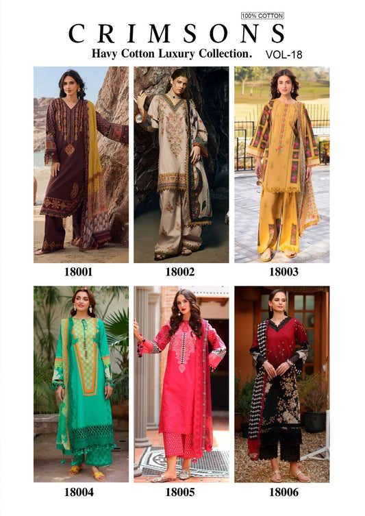 Crimsons Vol 18 Jade Designer Cambric Cotton Karachi Salwar Suits Exporter