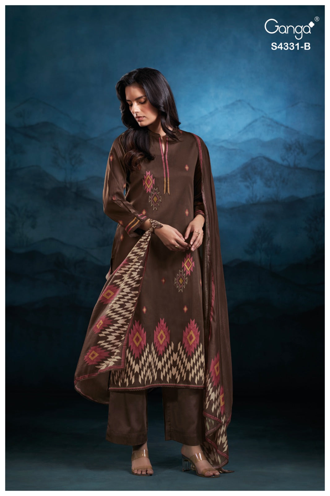 Crisa 4331 Ganga Cotton Satin Plazzo Style Suits Manufacturer Ahmedabad