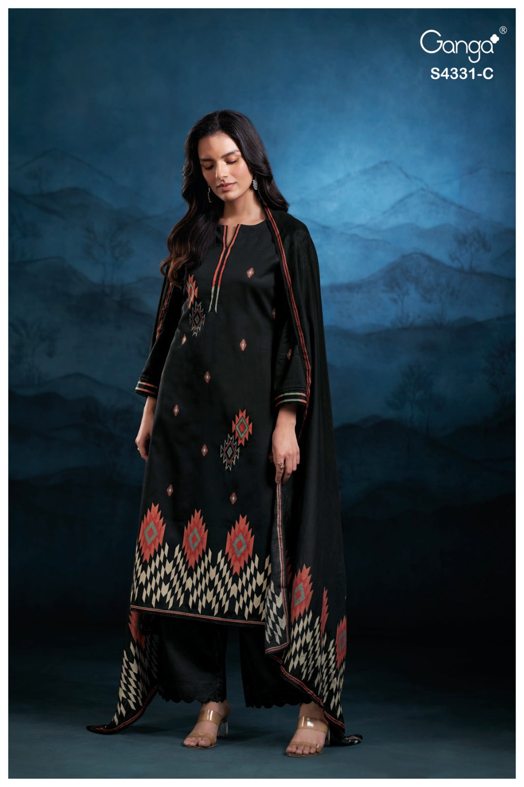 Crisa 4331 Ganga Cotton Satin Plazzo Style Suits Manufacturer Ahmedabad