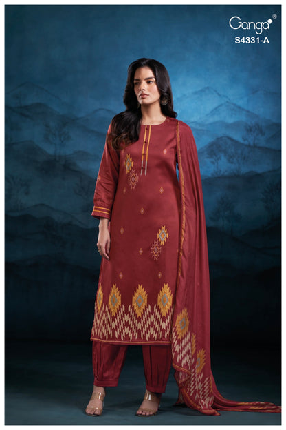 Crisa 4331 Ganga Cotton Satin Plazzo Style Suits Manufacturer Ahmedabad