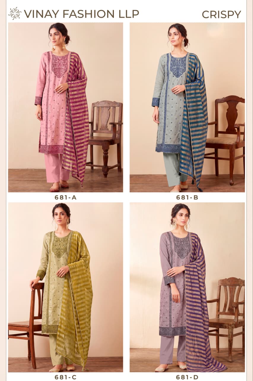 Crispy Kuleesh Vinay Fashion Llp Kanjivaram Silk Pant Style Suits Supplier Gujarat