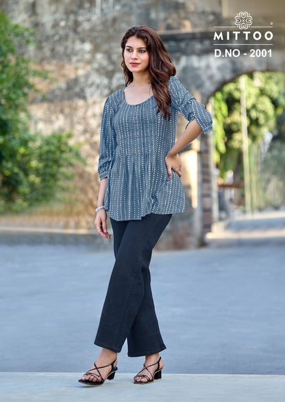 Crispy Mittoo Rayon Fancy Tops Wholesaler