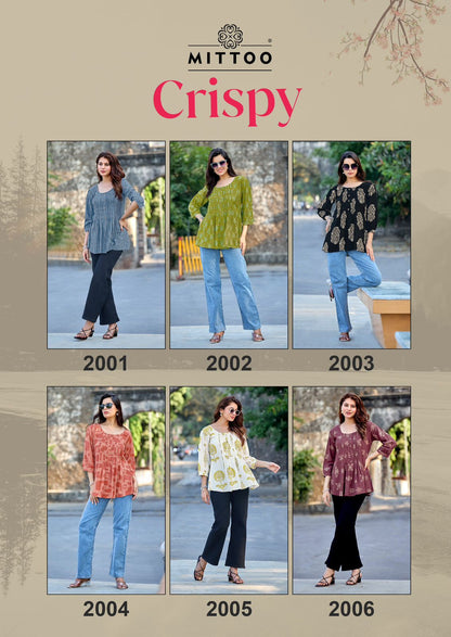 Crispy Mittoo Rayon Fancy Tops Wholesaler