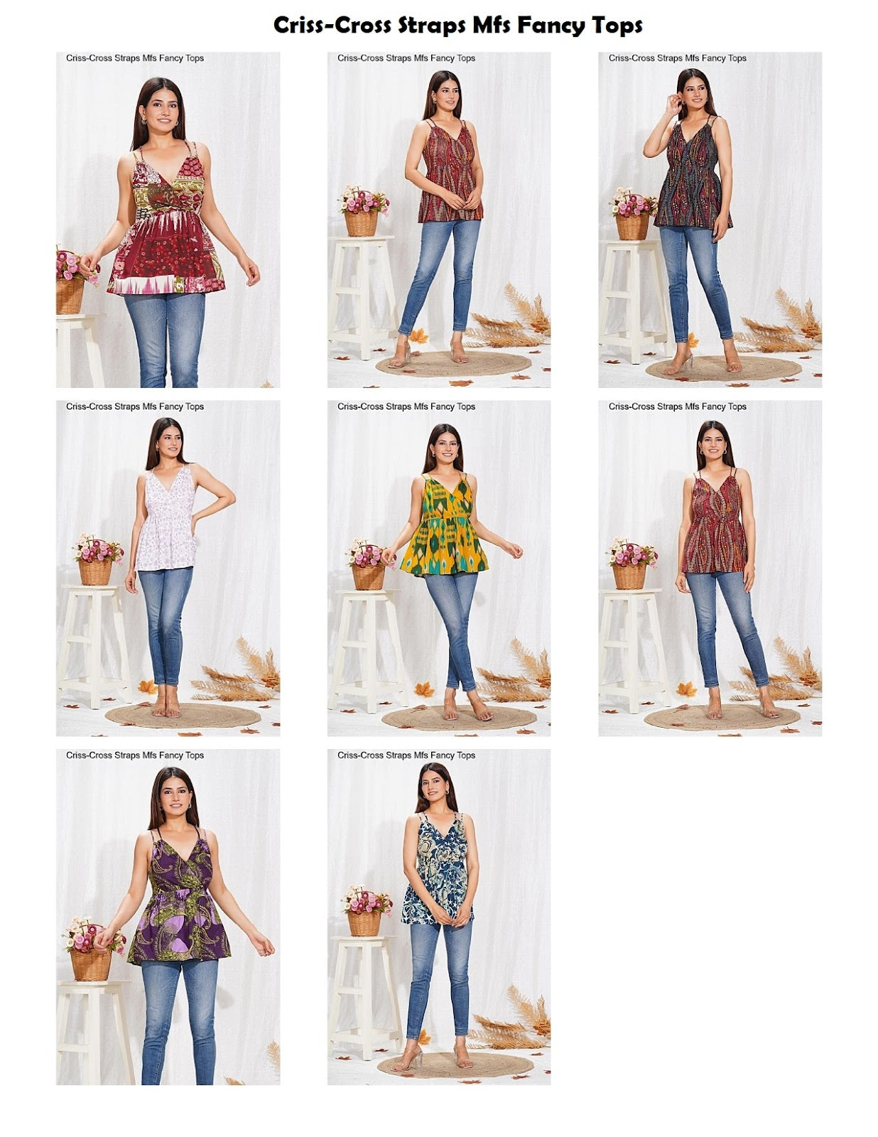Criss-Cross Straps Mfs Cotton Fancy Tops Exporter India