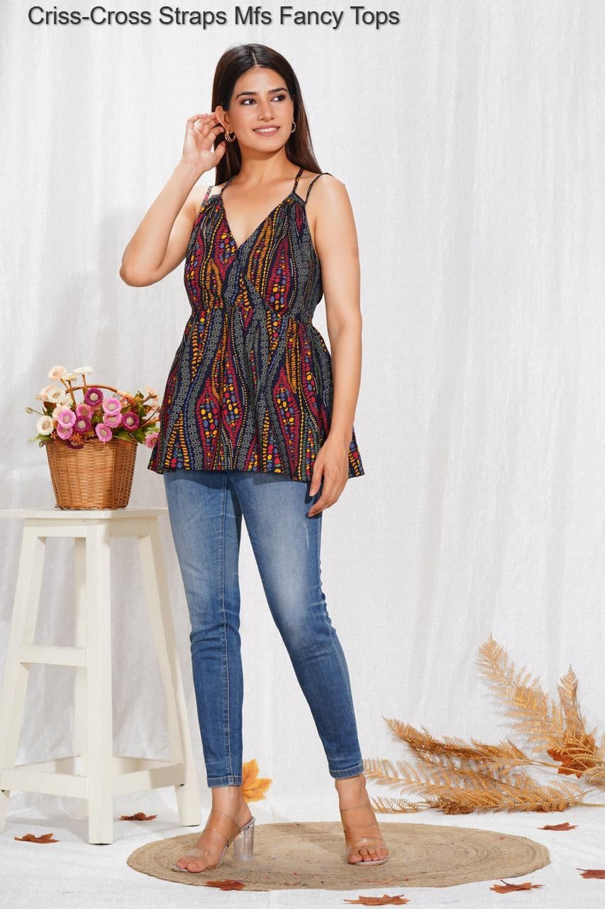 Criss-Cross Straps Mfs Cotton Fancy Tops Exporter India