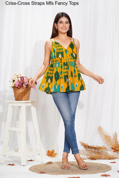 Criss-Cross Straps Mfs Cotton Fancy Tops Exporter India