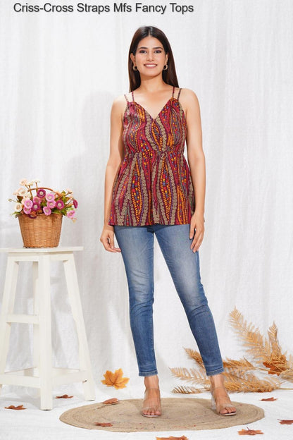 Criss-Cross Straps Mfs Cotton Fancy Tops Exporter India