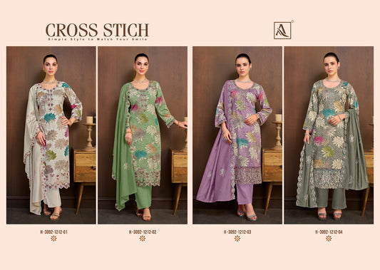Cross Stich Alok Zam Cotton Karachi Salwar Suits Exporter India