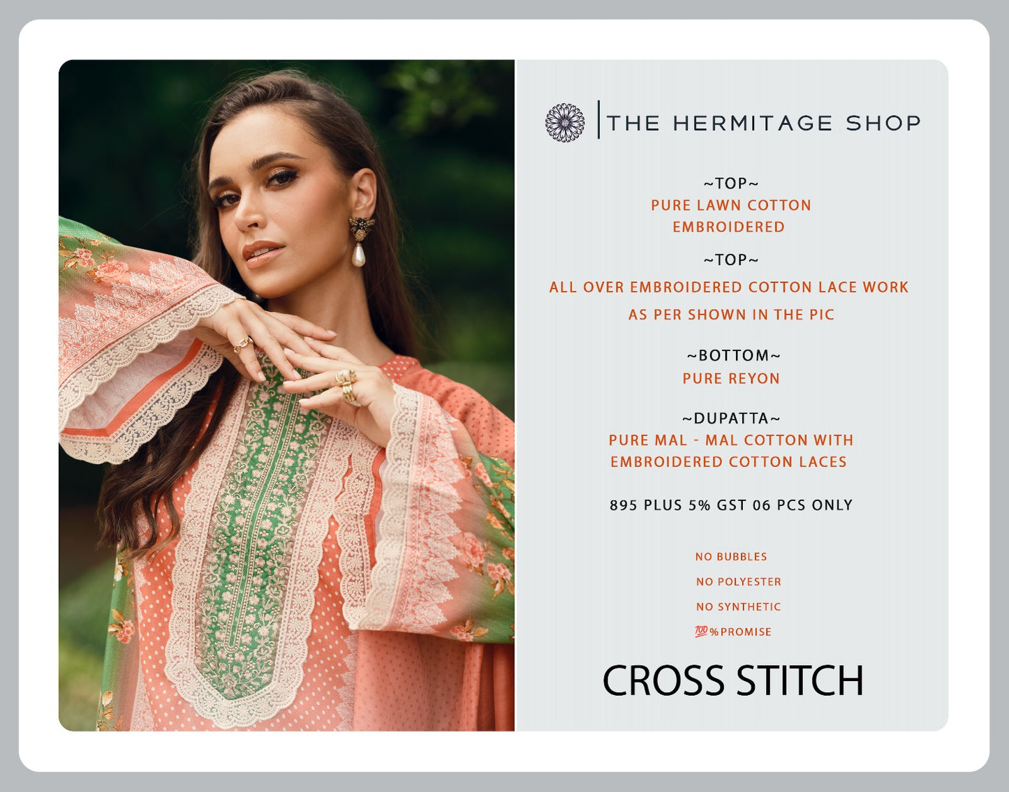 Cross Stitch The Hermitage Shop Lawn Cotton Karachi Salwar Suits Supplier Gujarat