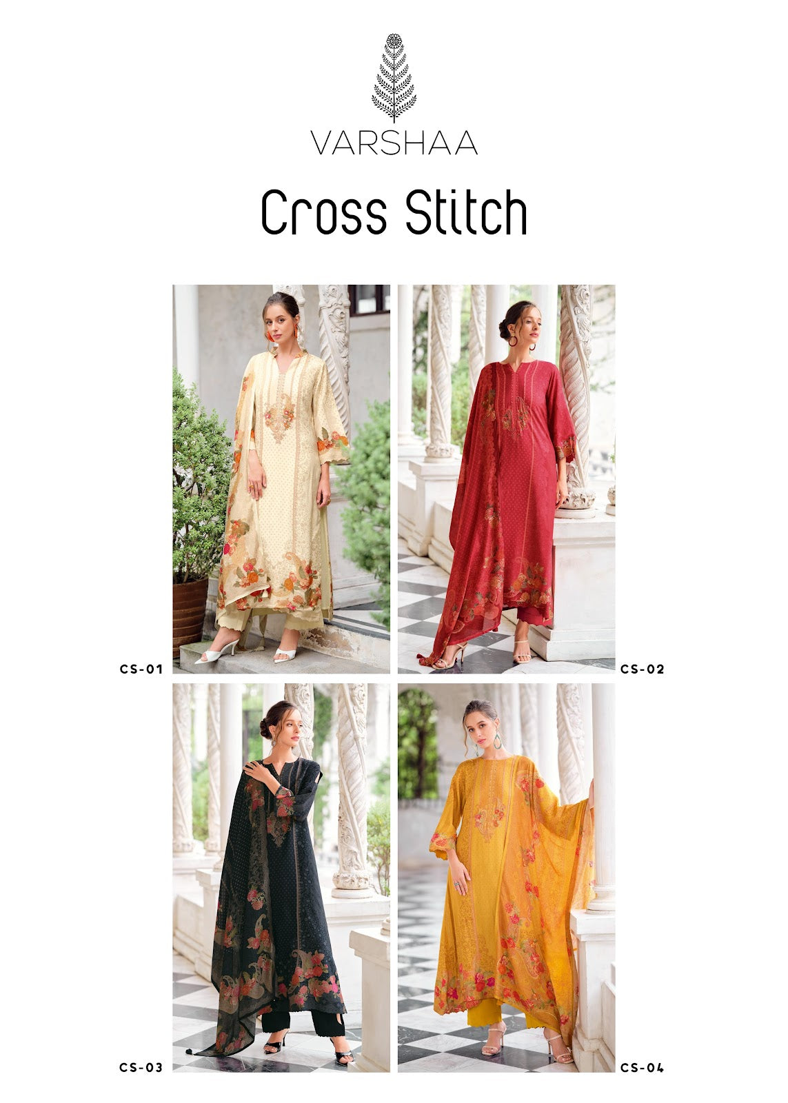 Cross Stitched Varshaa Russian Silk Pant Style Suits Wholesale Price