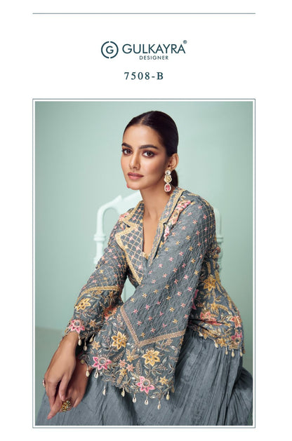 Crown Gold Gulkayra Designer Chinon Readymade Suits Supplier India