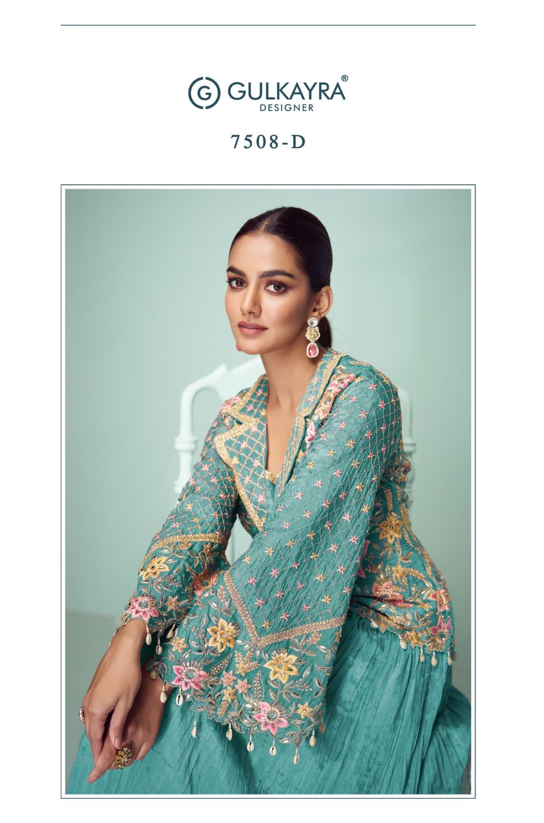 Crown Gold Gulkayra Designer Chinon Readymade Suits Supplier India
