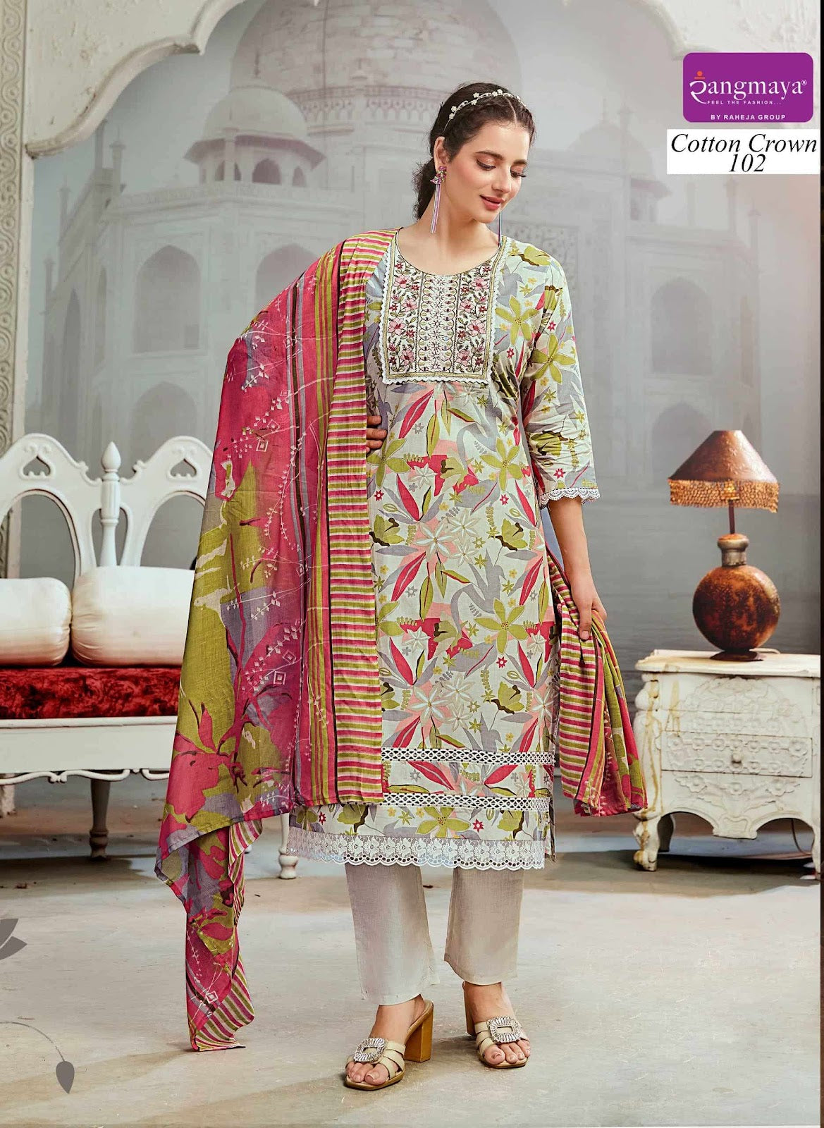 Crown Rangmaya Readymade Cotton Pant Suits Supplier