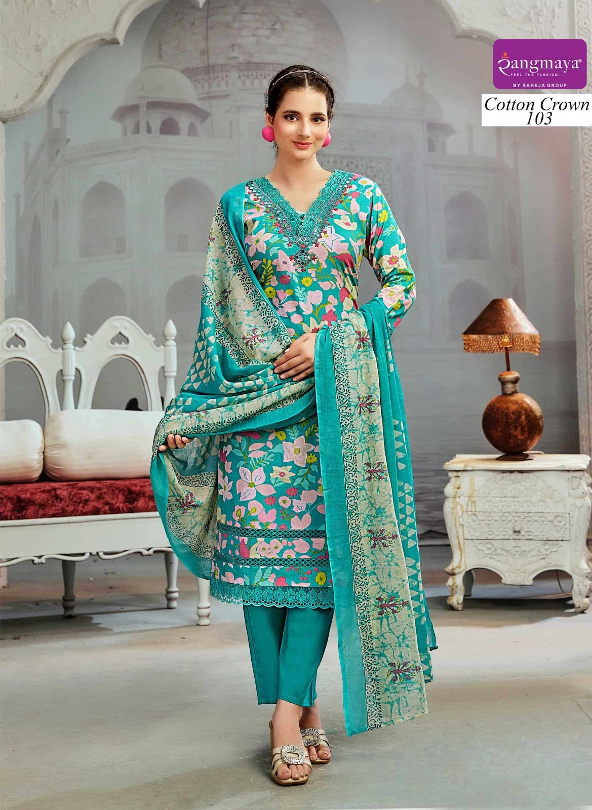 Crown Rangmaya Readymade Cotton Pant Suits Supplier
