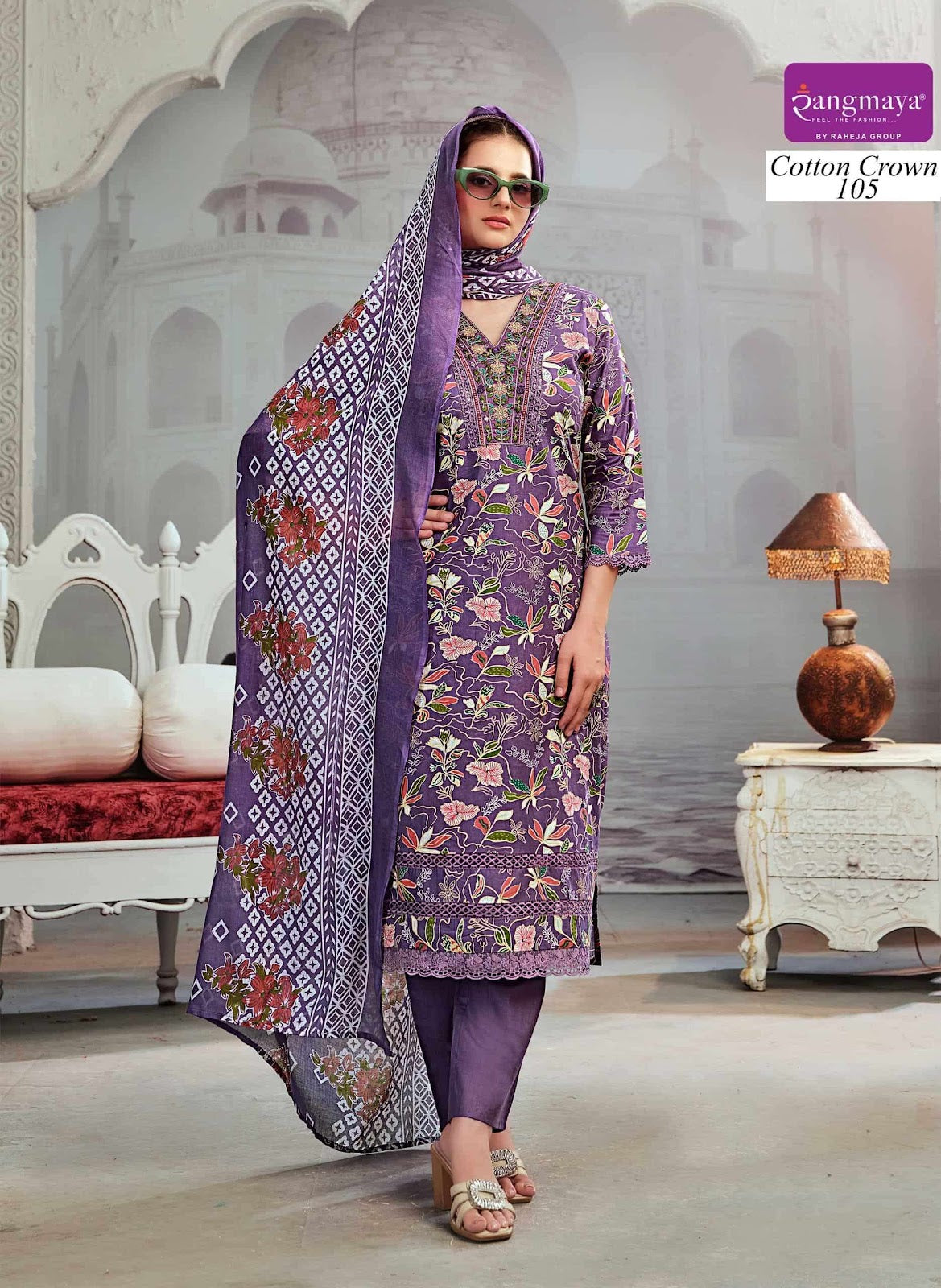 Crown Rangmaya Readymade Cotton Pant Suits Supplier