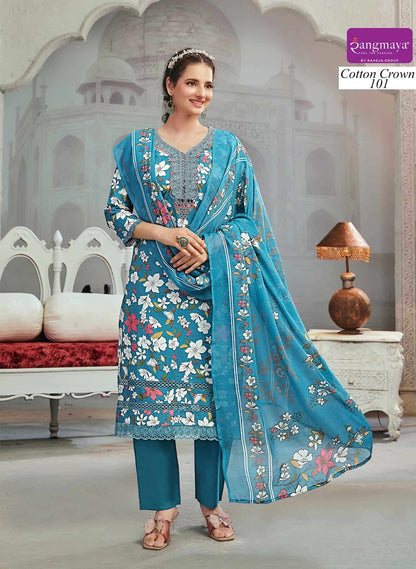 Crown Rangmaya Readymade Cotton Pant Suits Supplier