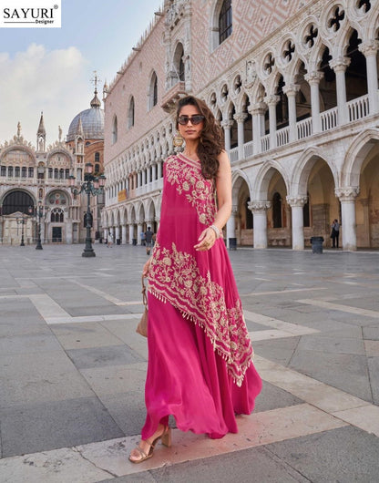 Crown Sayuri Crepe Indo Western Pair Exporter Gujarat