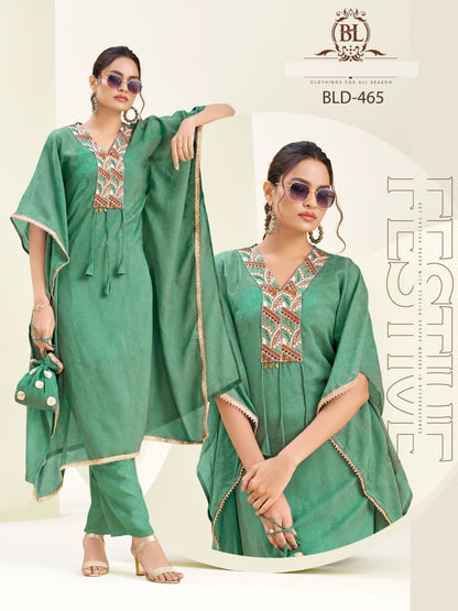 Crunchy Embroidered Bl Pv Kaftan Pant Set Manufacturer Ahmedabad
