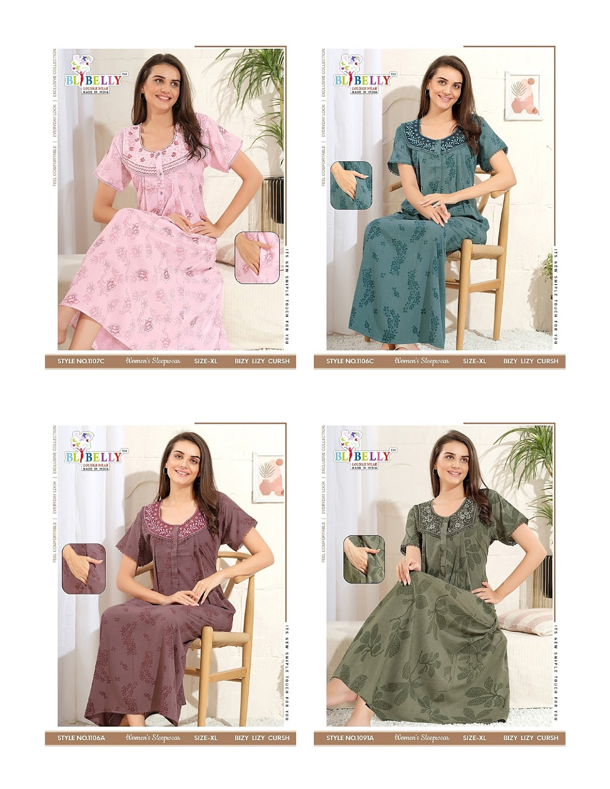 Crush 070725 Belly Lizzy Bizzy Night Gowns Exporter Gujarat