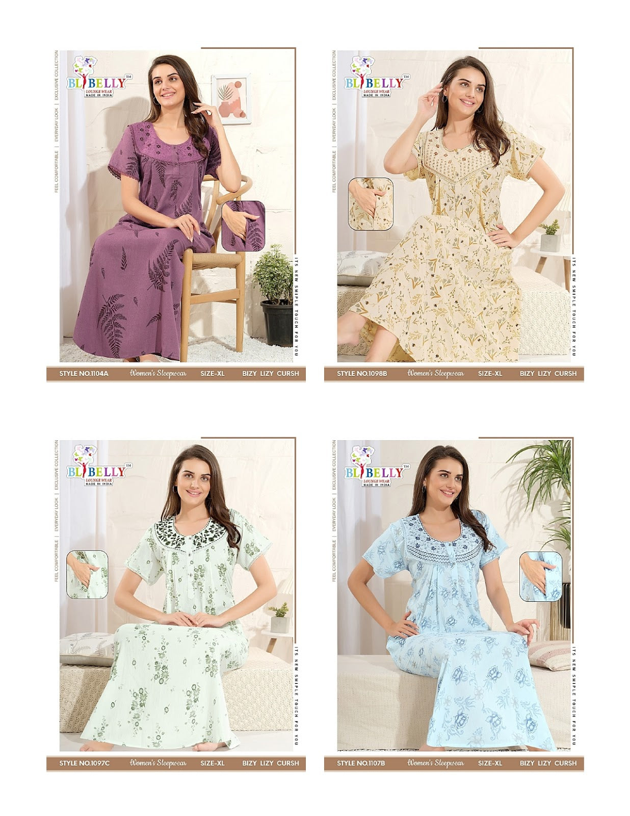 Crush 070725 Belly Lizzy Bizzy Night Gowns Exporter Gujarat