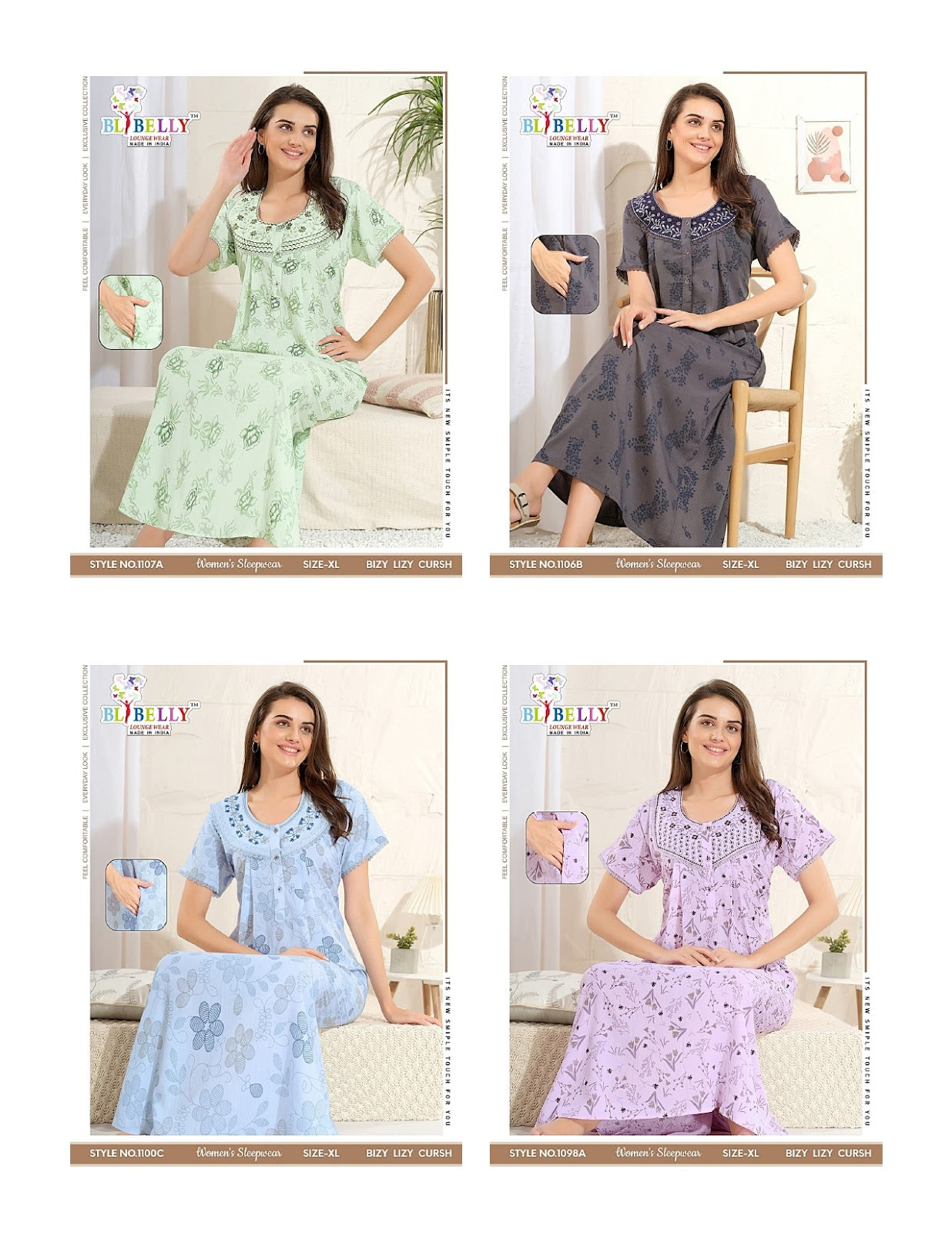 Crush 070725 Belly Lizzy Bizzy Night Gowns Exporter Gujarat