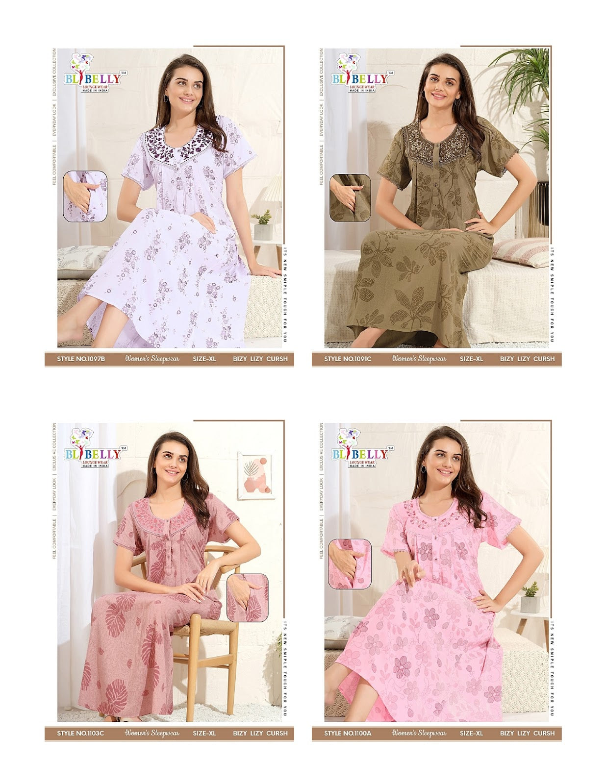 Crush 070725 Belly Lizzy Bizzy Night Gowns Exporter Gujarat