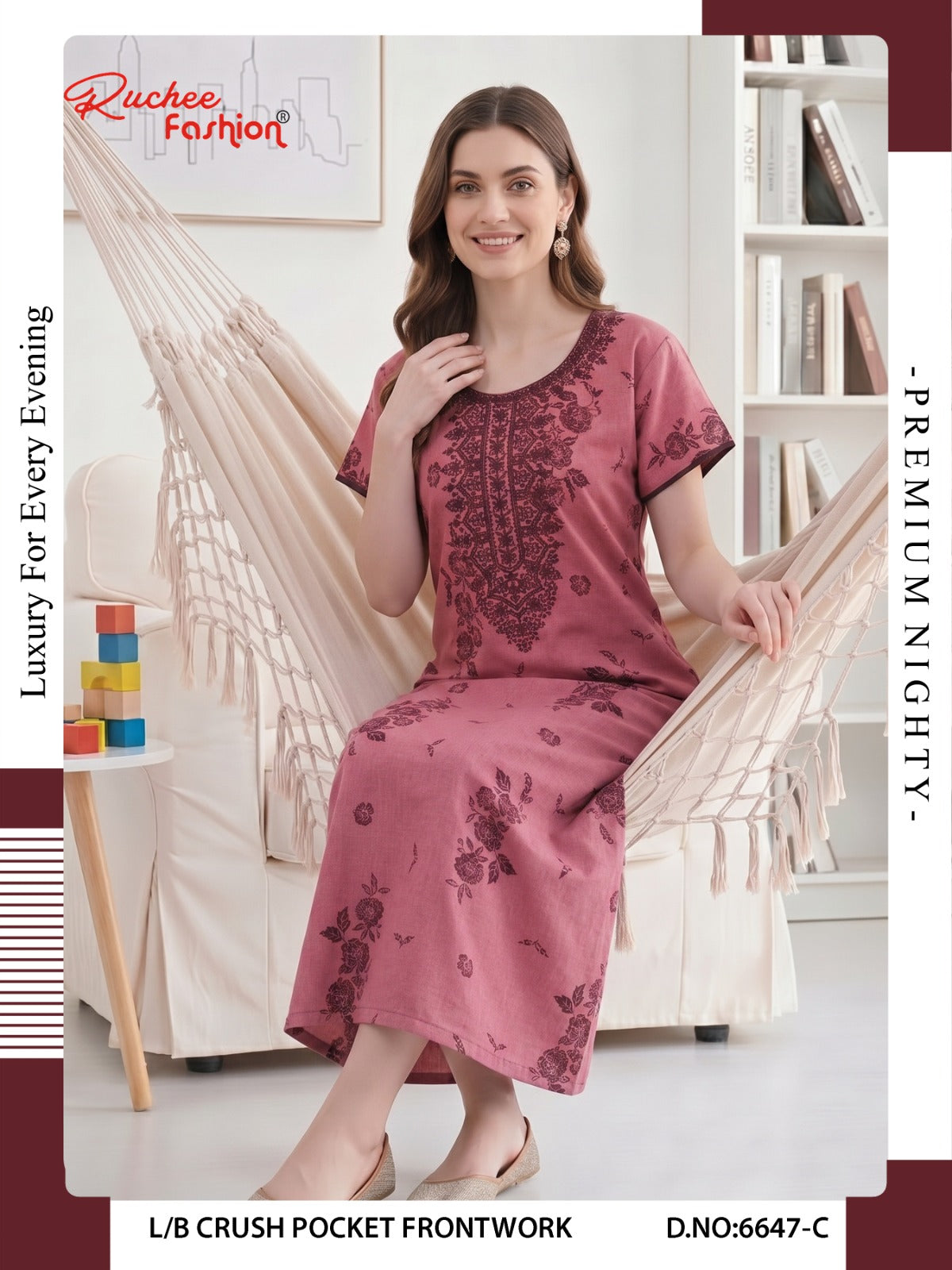 Crush 0809 Ruchee Fashion Night Gowns Exporter