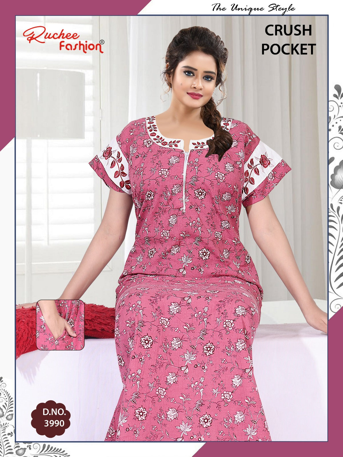 Crush Pocket Ruchee Fashion Pv Night Gowns Manufacturer Ahmedabad