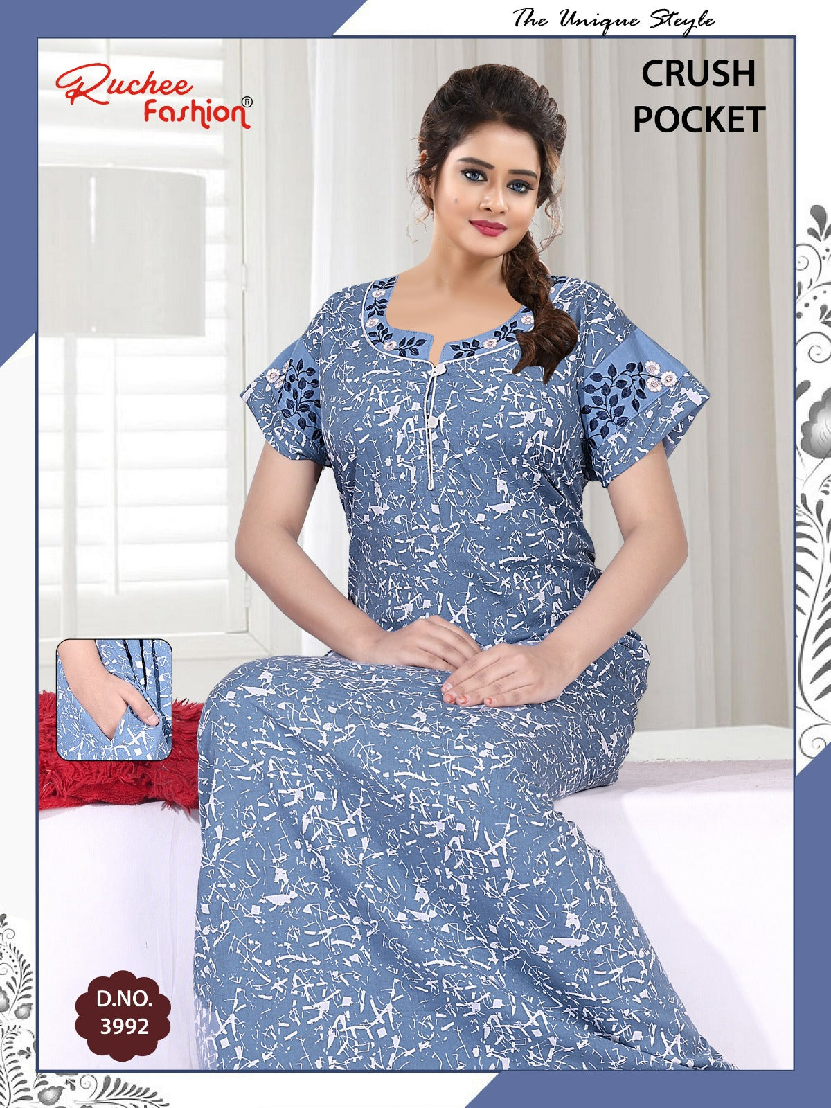 Crush Pocket Ruchee Fashion Pv Night Gowns Manufacturer Ahmedabad