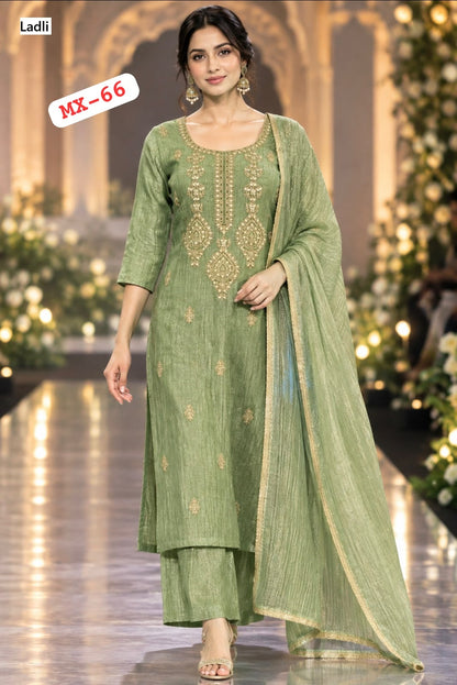 Crush Tissue Mx 66 Ladli Readymade Plazzo Style Suits Supplier India