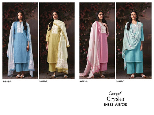 Cryska S4882 Ganga Cotton Plazzo Style Suits Manufacturer Gujarat
