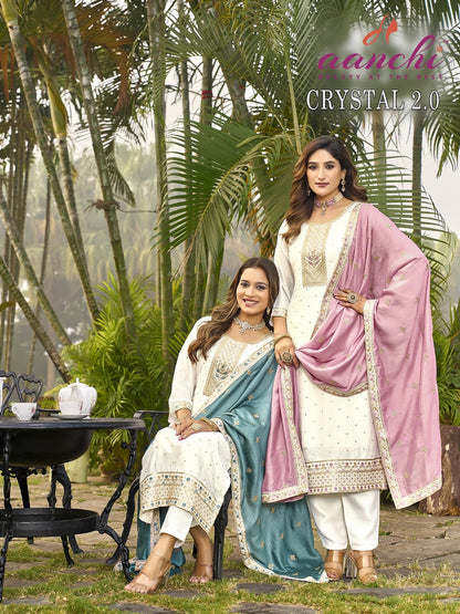 Crystal 2.0 Aanchi Vichitra Silk Readymade Pant Style Suits Wholesaler India