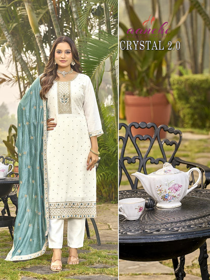 Crystal 2.0 Aanchi Vichitra Silk Readymade Pant Style Suits Wholesaler India