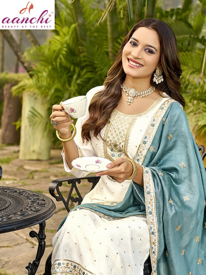 Crystal 2.0 Aanchi Vichitra Silk Readymade Pant Style Suits Wholesaler India