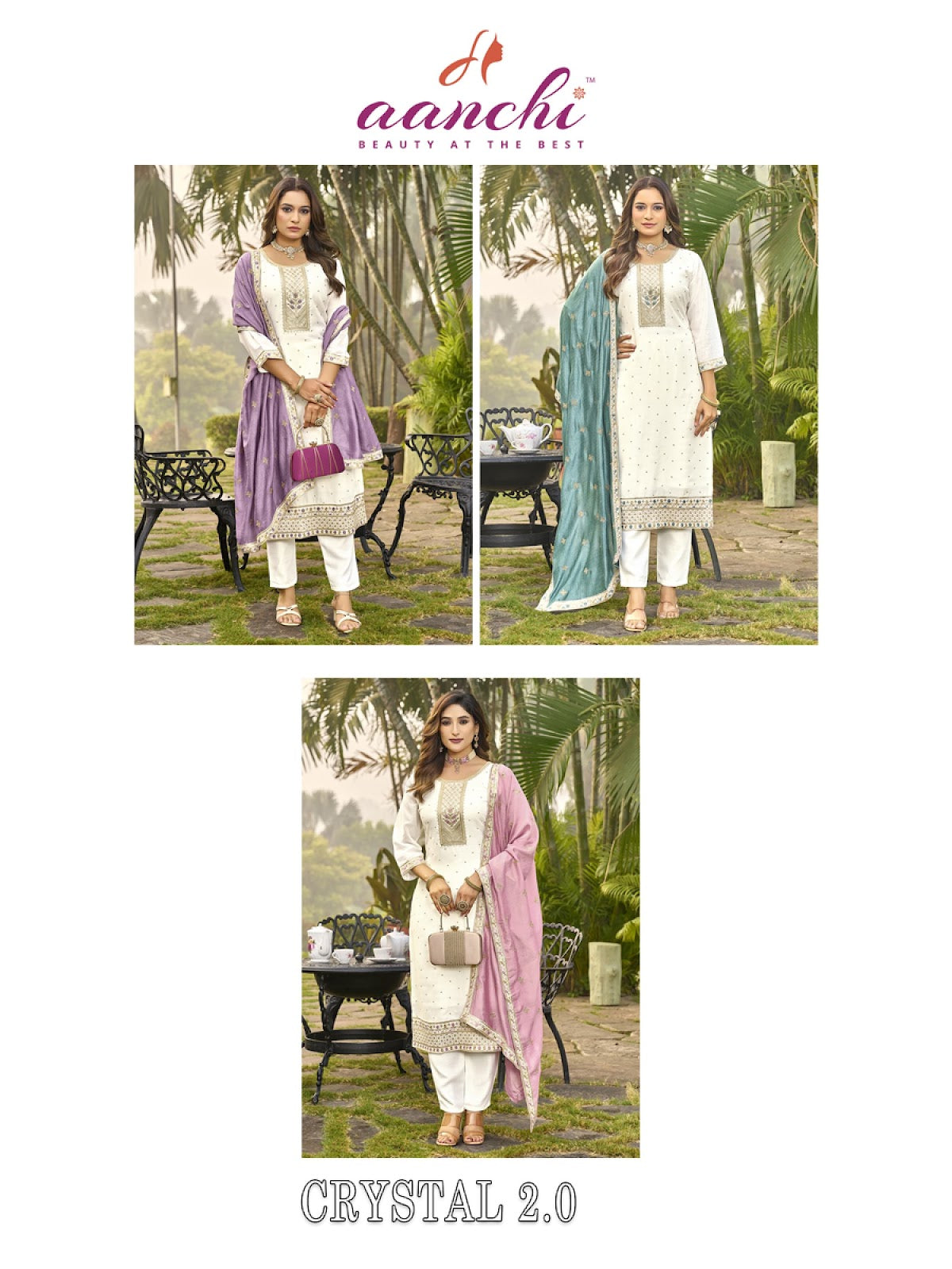 Crystal 2 Aanchi Vichitra Silk Readymade Pant Style Suits Wholesaler Gujarat