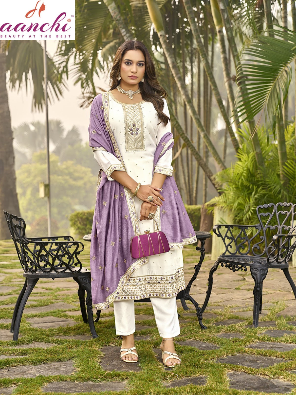 Crystal 2 Aanchi Vichitra Silk Readymade Pant Style Suits Wholesaler Gujarat