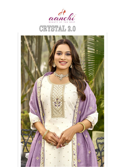 Crystal 2 Aanchi Vichitra Silk Readymade Pant Style Suits Wholesaler Gujarat