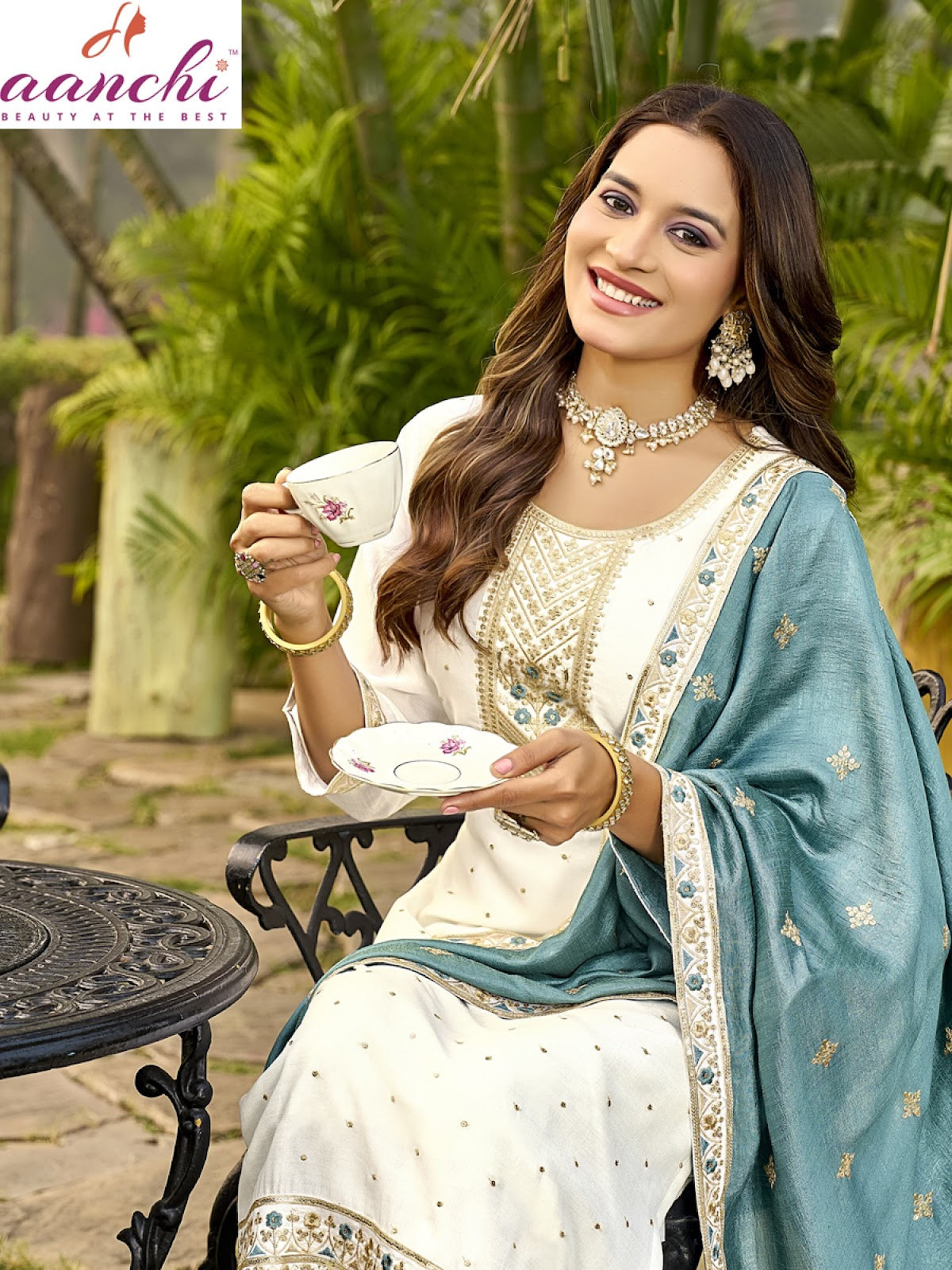 Crystal 2 Aanchi Vichitra Silk Readymade Pant Style Suits Wholesaler Gujarat